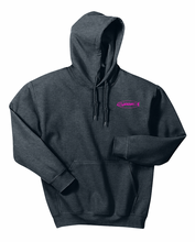 Load image into Gallery viewer, Fish Hoodie in Dark Heather - HOT PINK Logo