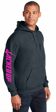 Load image into Gallery viewer, Fish Hoodie in Dark Heather - HOT PINK Logo