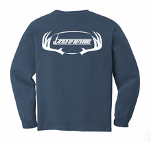 Load image into Gallery viewer, Hook & Horns Long Sleeve Pocket Tee in Blue Jean