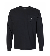 Load image into Gallery viewer, Fish Hook Long Sleeve Pocket Tee in Black