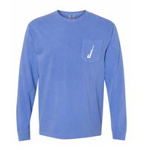 Load image into Gallery viewer, Fish Hook Long Sleeve Pocket Tee in Flo Blue
