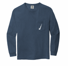 Load image into Gallery viewer, Hook & Horns Long Sleeve Pocket Tee in Blue Jean
