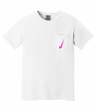 Load image into Gallery viewer, Fish Hook Short Sleeve Pocket Tee in White - HOT PINK Logo