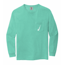 Load image into Gallery viewer, Fish Hook Long Sleeve Pocket Tee in Chalky Mint
