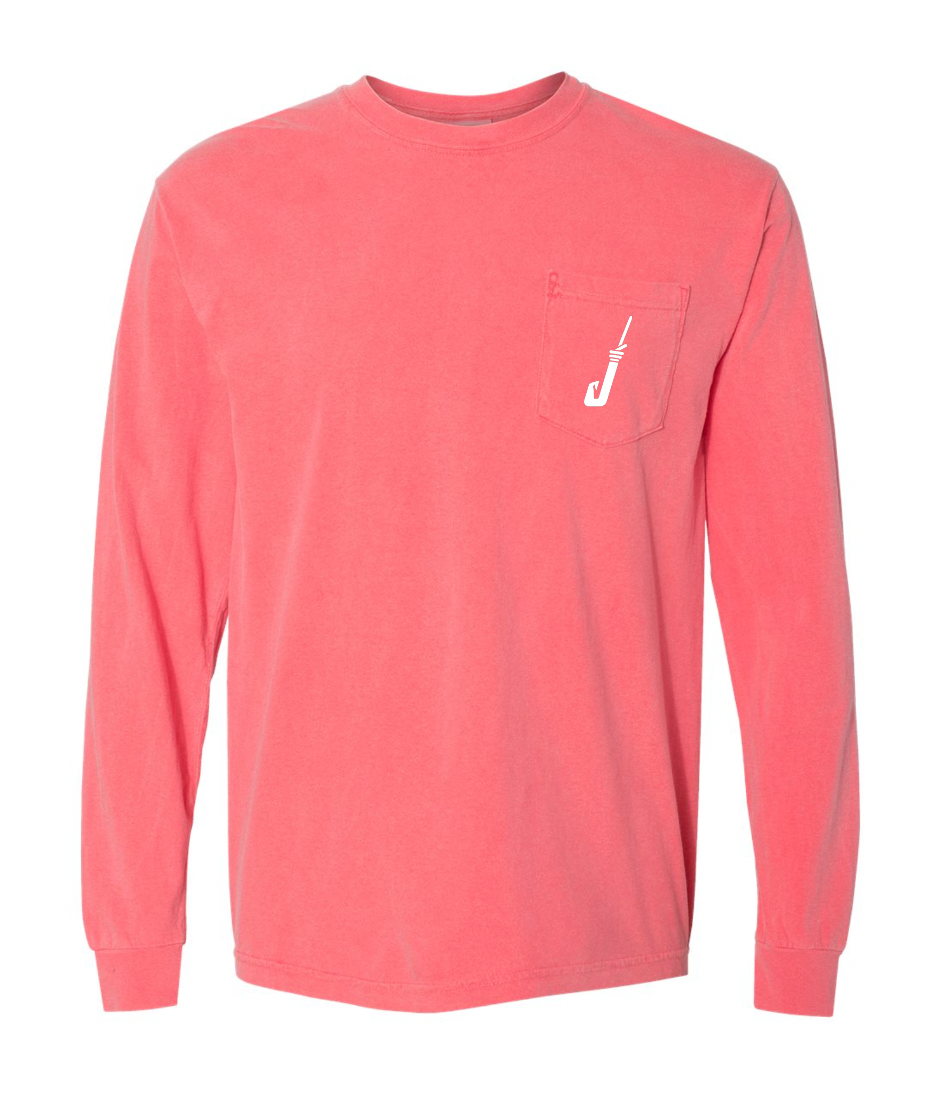 Fish Hook Long Sleeve Pocket Tee in Watermelon