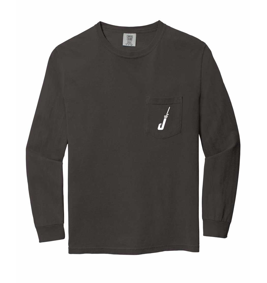 Hook & Horns Long Sleeve Pocket Tee in Pepper