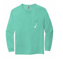 Load image into Gallery viewer, Fish Hook Long Sleeve Pocket Tee in Chalky Mint
