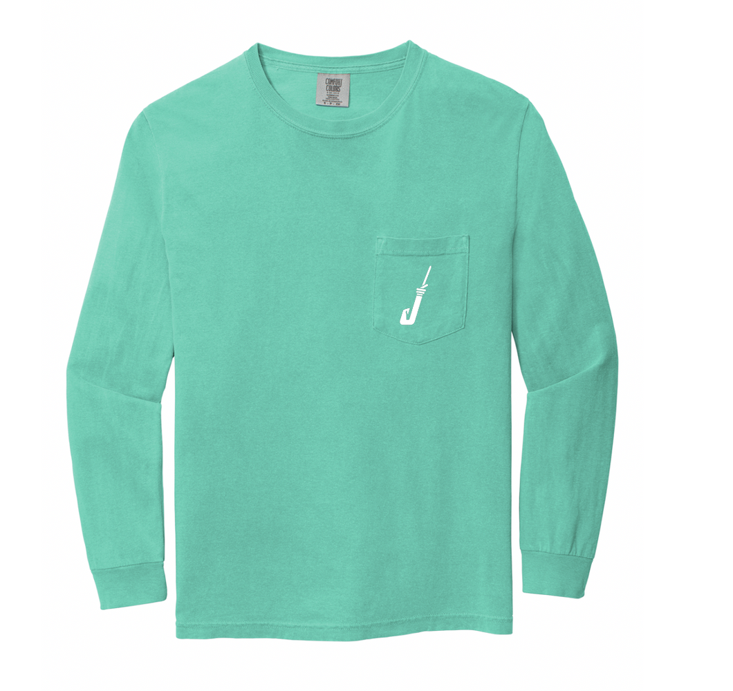 Fish Hook Long Sleeve Pocket Tee in Chalky Mint